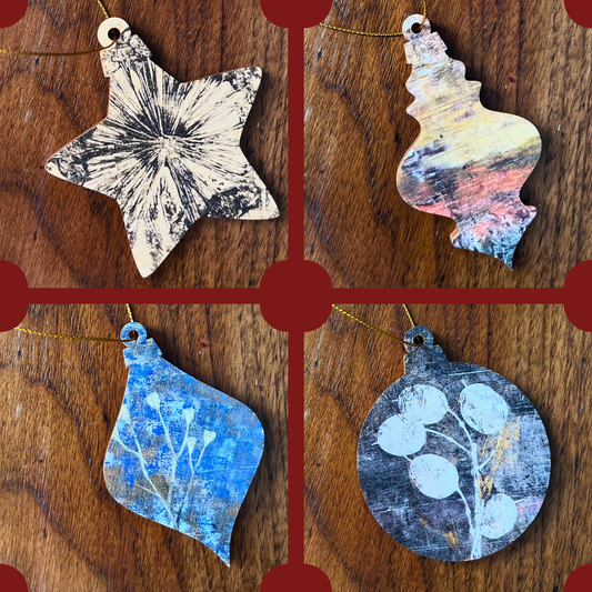 'Set of Four' Botanical Wooden Decorations
